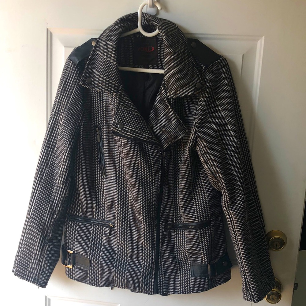 Yoki plaid biker look jacket.